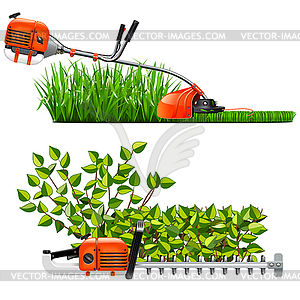 Mowing Lawns and Bushes - royalty-free vector image