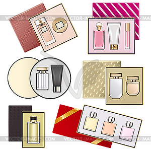 Gift Boxes with Perfumery Set  - vector clipart