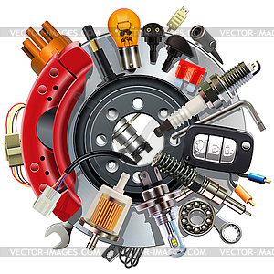 Brake Disk with Small Spares - vector clipart