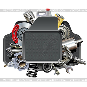 Car Parts with Mats - vector image