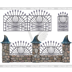 Fairy Stone Fence with Gate - vector clipart / vector image