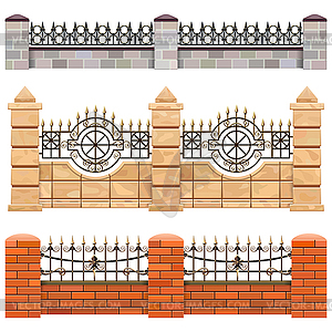 Metal Fence Set  - vector clipart