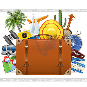 Tourism Concept with Baggage - vector image