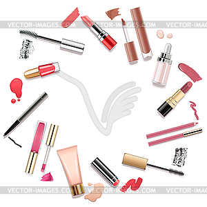 Round Makeup Concept with Sample - vector clip art