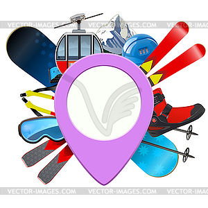 Ski Resort Concept with Pick Point - vector image
