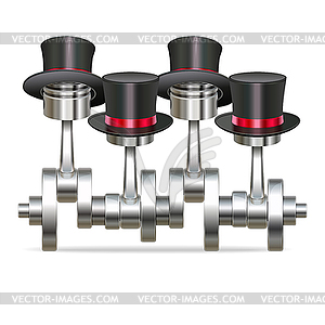 Engine Pistons with Hat - vector image