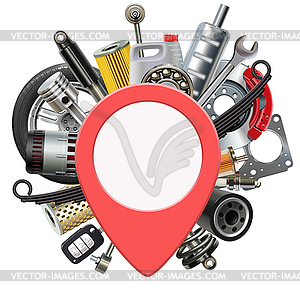 Car Parts with Pick Point - vector clip art