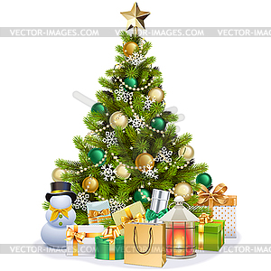 Christmas Tree with Golden Star - vector clipart