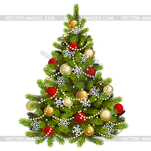 Концепция рождественской елки с гирляндой - векторное изображение клипарта