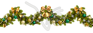 Christmas Wave Border with Jingle Bells - vector clip art