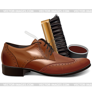 Brown Shoe with Brush - vector clipart