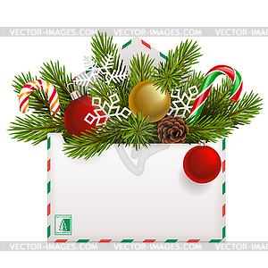 Christmas Postcard with Fir Branches - vector clip art