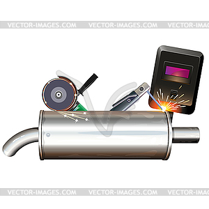 Car Muffler Repair - vector image
