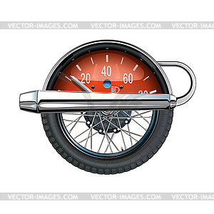 Motorcycle exhaust pipe Concept with Wheel and - vector image