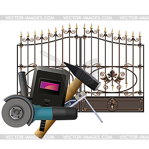 Tools with Forged Gate - vector clip art