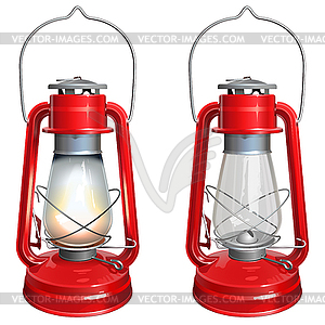 Red Kerosene Lamp - vector clip art