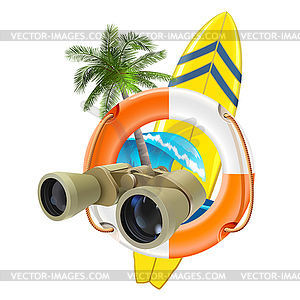 Lifebelt with Binoculars - vector clipart