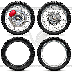 Enduro Motorcycle Wheels Set - royalty-free vector image