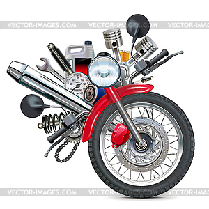 Motorbike Wheel with Spare Parts - vector clipart