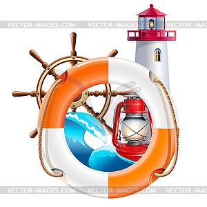 Seafaring Concept with Lifebelt - vector image