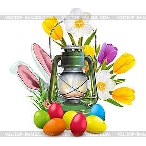 Easter Concept with Green Lamp - vector clip art