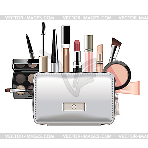 Silver Beautician with Cosmetics - vector clipart