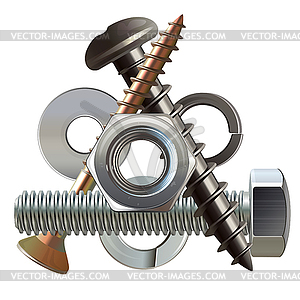 Triangular Concept with Fasteners - vector image