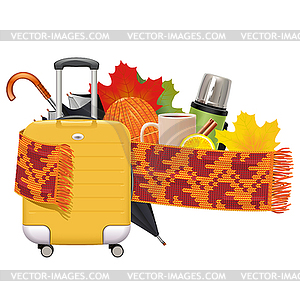 Autumn Concept with Suitcase - vector clip art