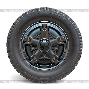 Old Front Truck Wheel with Black Disk - vector clipart / vector image