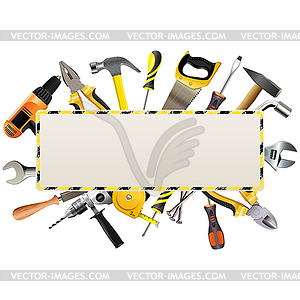 Construction Placard with Tools - vector image