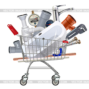 Supermarket Trolley with Sanitary Engineering - vector image