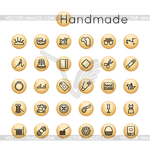 Glossy Round Handmade Icons - vector clipart