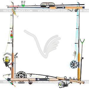 Fishing Spinning Rods Frame - vector clipart