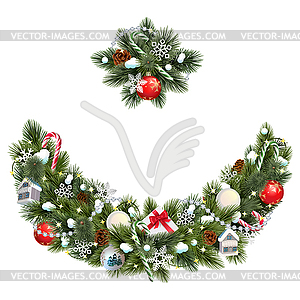 Christmas Pine Decoration - vector clip art