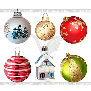 Christmas Realistic Baubles Set  - vector image