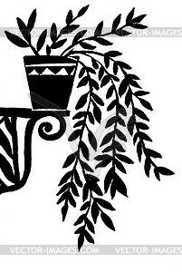 Silhouette image of flowers in a pot - vector clipart / vector image