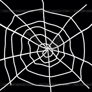 Contour drawing of the cobweb on a black background - vector clip art