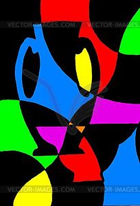 Puzzle picture with jug in bright colors - royalty-free vector image