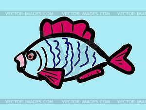 Figure fish on a blue background - vector clipart / vector image