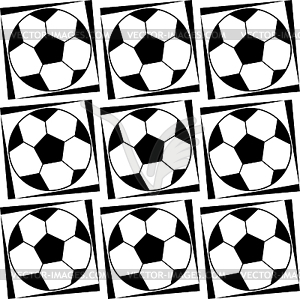 Seamless pattern with soccer balls in black and white  - vector image