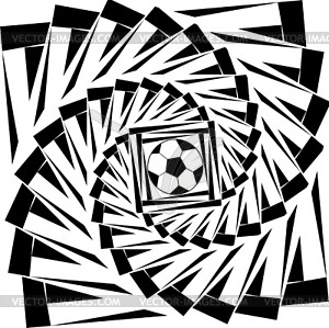 Soccer balls with spiral in a black-white colors - vector image