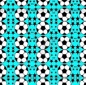 Seamless pattern with a soccer ball in a black  - white - royalty-free vector image