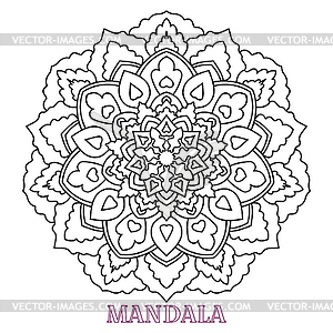 Черная Mandala геометрический круглый орнамент - иллюстрация в векторе