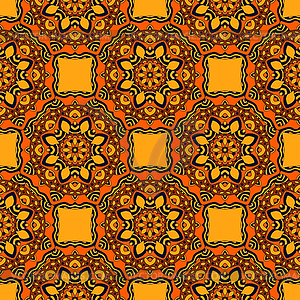 Seamless pattern of circular symmetrical mandalas - vector clip art