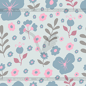 Seamless pattern with spring flowers and leaves - vector image