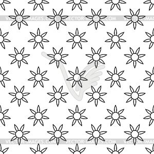 Seamless pattern with abstract flowers - white & black vector clipart