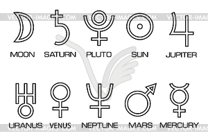 Set of icons symbols planets - vector clipart