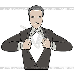 Tearing shirt businessman - royalty-free vector clipart