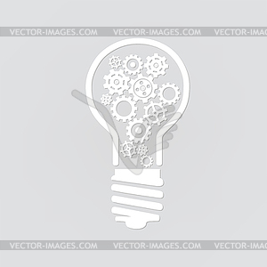 Light bulb with gears - vector image