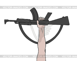 Raised automatic gun - vector EPS clipart